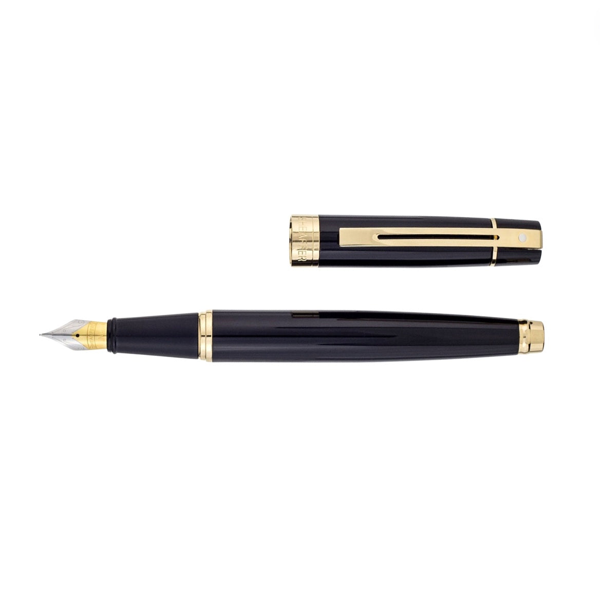 Sheaffer 300 Fountain Pen -  Gloss Black with Gold Trims - Blesket Canada