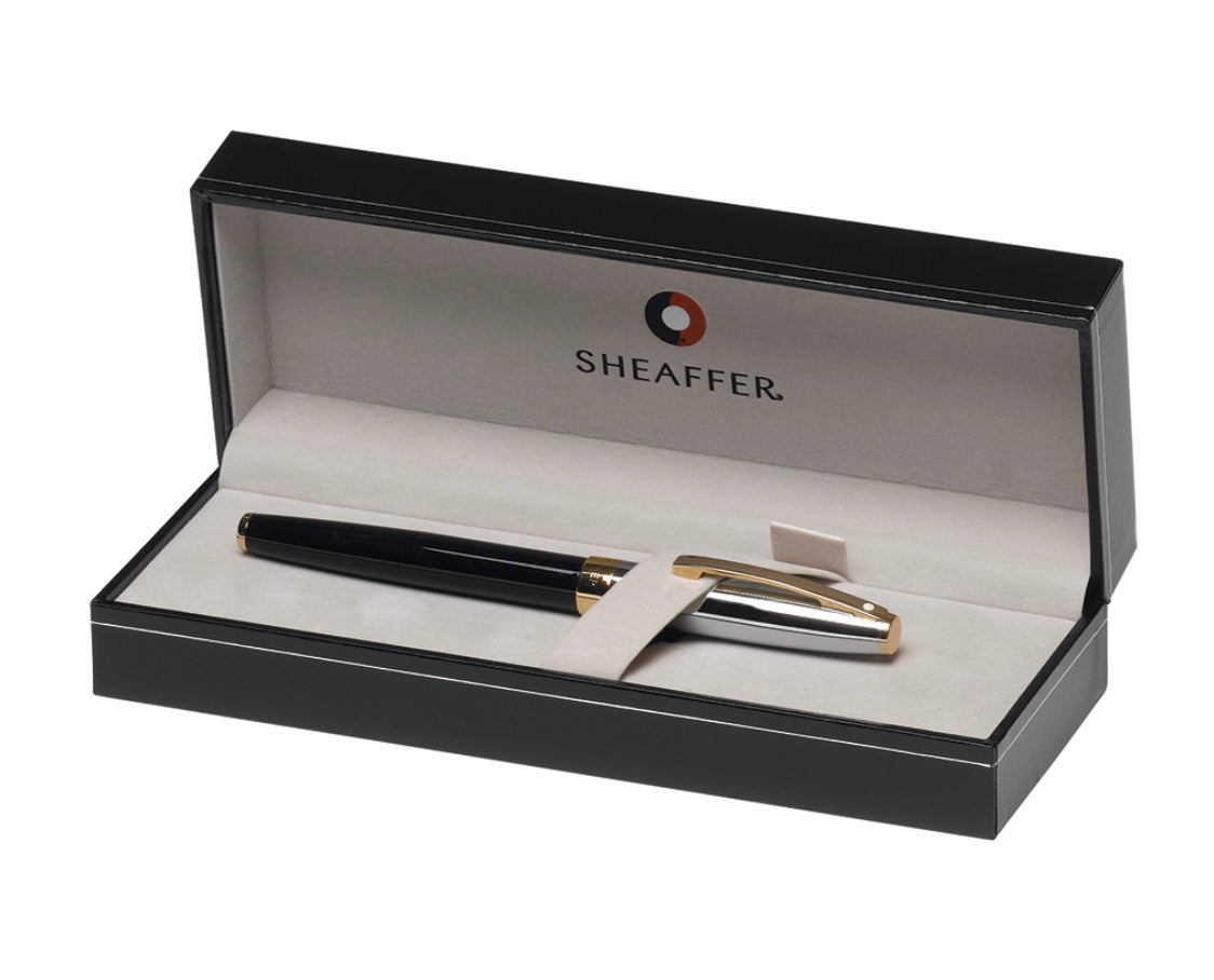 Sheaffer Legacy Heritage Fountain Pen - Black Lacquer and Palladium Plate Cap - 22K Gold Plated Trim - Blesket Canada