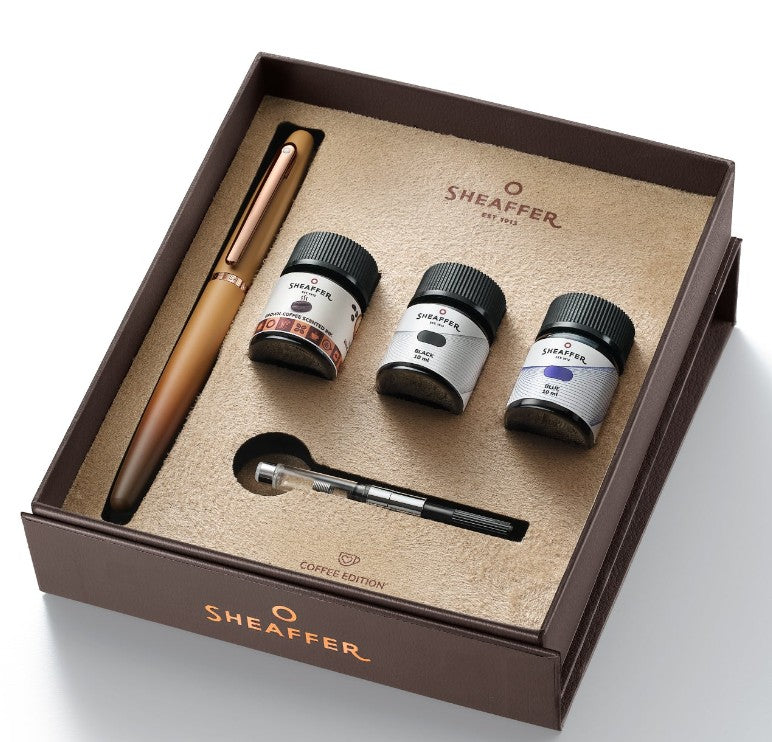 Sheaffer VFM Coffee Edition Fountain Pen and 3 Ink Vials Gift Set - Matte Brown - Blesket Canada