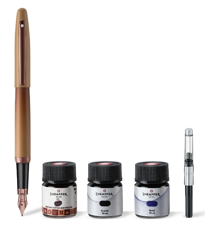 Sheaffer VFM Coffee Edition Fountain Pen and 3 Ink Vials Gift Set - Matte Brown - Blesket Canada