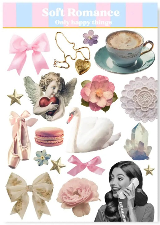 Only Happy Things Stationery Sticker Sheet - Soft Romance - Blesket Canada