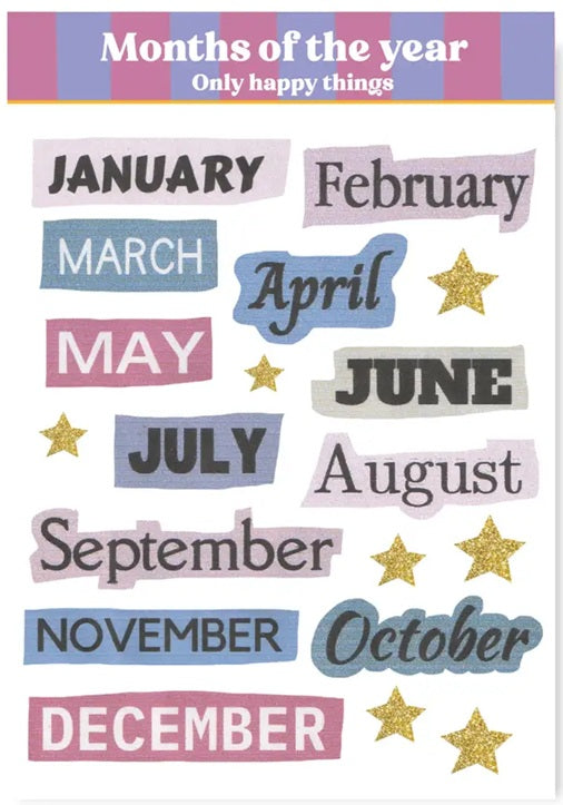 Only Happy Things Stationery Sticker Sheet - Months of the Year - Blesket Canada