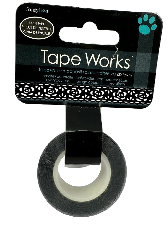 Sandy Lion Tape Works Lace Tape – Black 20 ft Roll - Blesket Canada