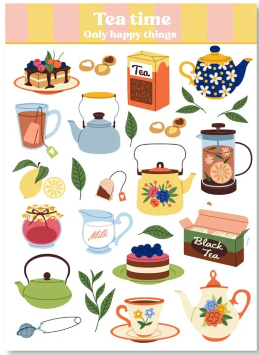 Only Happy Things Stationery Sticker Sheet - Tea Time - Blesket Canada
