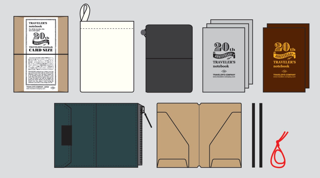 TRAVELER'S Notebook Card Size 20th Anniversary Set – Black (Pre