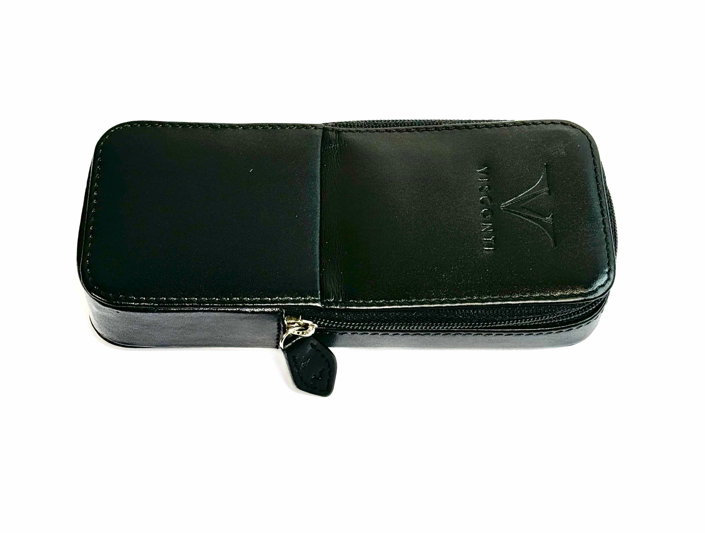 Visconti Leather Pen Pouch Black for 3 pens - Blesket Canada