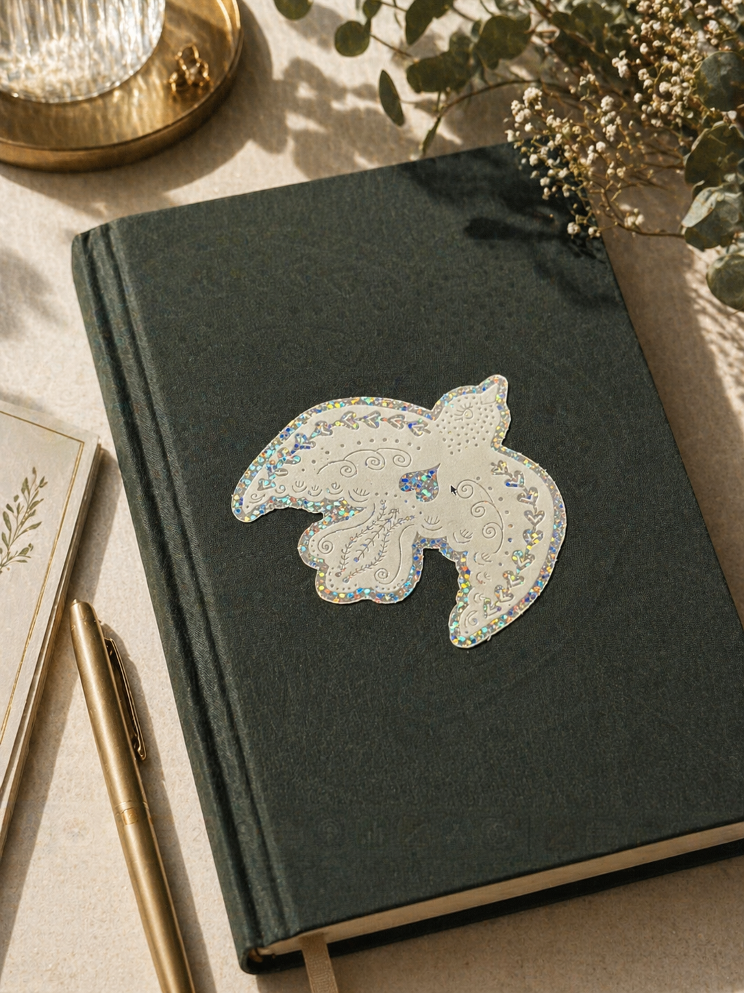 Hello Lovely Little Lovely Glitter Sticker – White Glitter Folk Bird - Blesket Canada