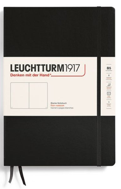 LEUCHTTURM1917 Composition (B5) Plain Hardcover Notebook -Black - Blesket Canada