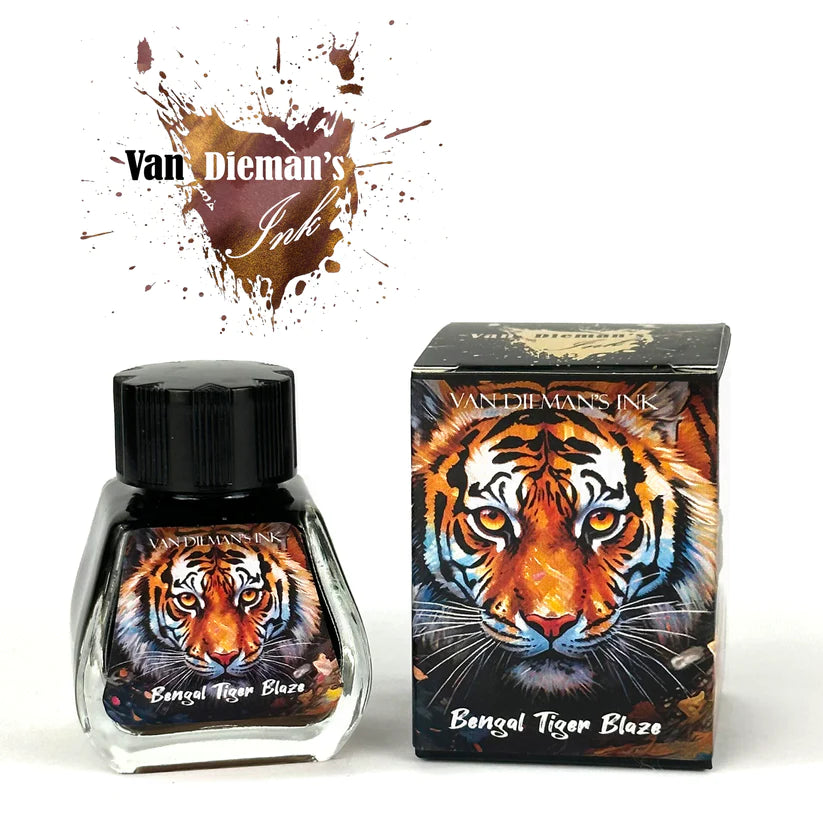 Van Dieman's Feline - Bengal Tiger Blaze 30ml Fountain Pen Ink (Shimmering) - Blesket Canada