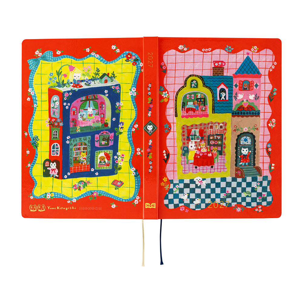 Hobonichi Techo 2027 HON Yumi Kitagishi: White Cat and Rabbit's Tea Room [ENG/A5 HON/Jan Start] - Blesket Canada