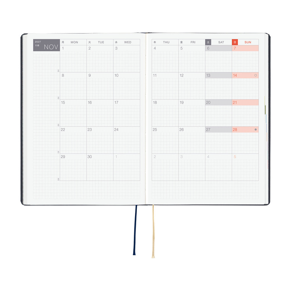 Hobonichi Techo 2027 HON Slash (Navy) [ENG/HON A6/Jan Start] Planner - Blesket Canada