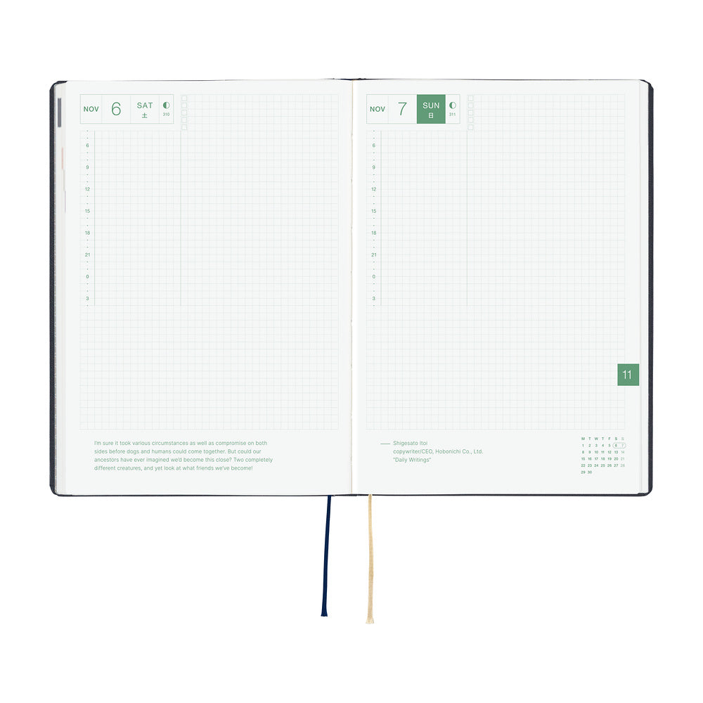 Hobonichi Techo 2027 HON Slash (Navy) [ENG/HON A6/Jan Start] Planner - Blesket Canada