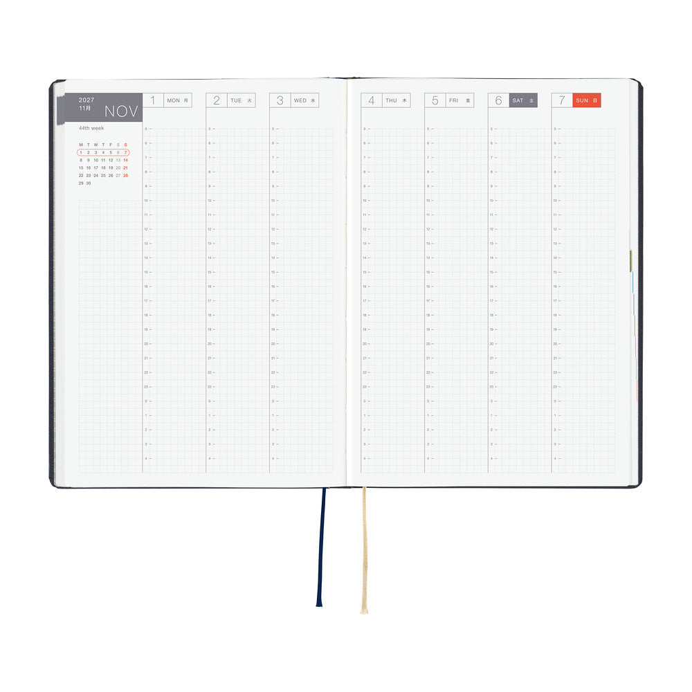 Hobonichi Techo 2027 HON Slash (Navy) [ENG/HON A6/Jan Start] Planner - Blesket Canada