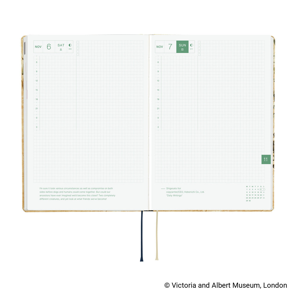 Hobonichi Techo 2027 HON V&A Series: Vine [ENG/A5 HON/Jan Start] Planner - Blesket Canada