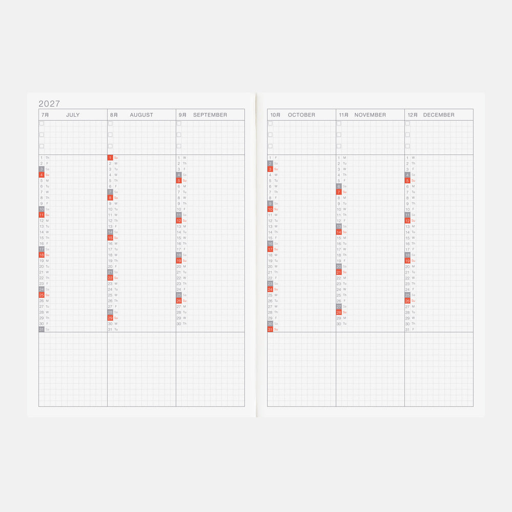 Hobonichi Techo 2027 Cousin Book [ENG/A5/Daily/Jan Start/Mon Start] Planner Refill - Blesket Canada