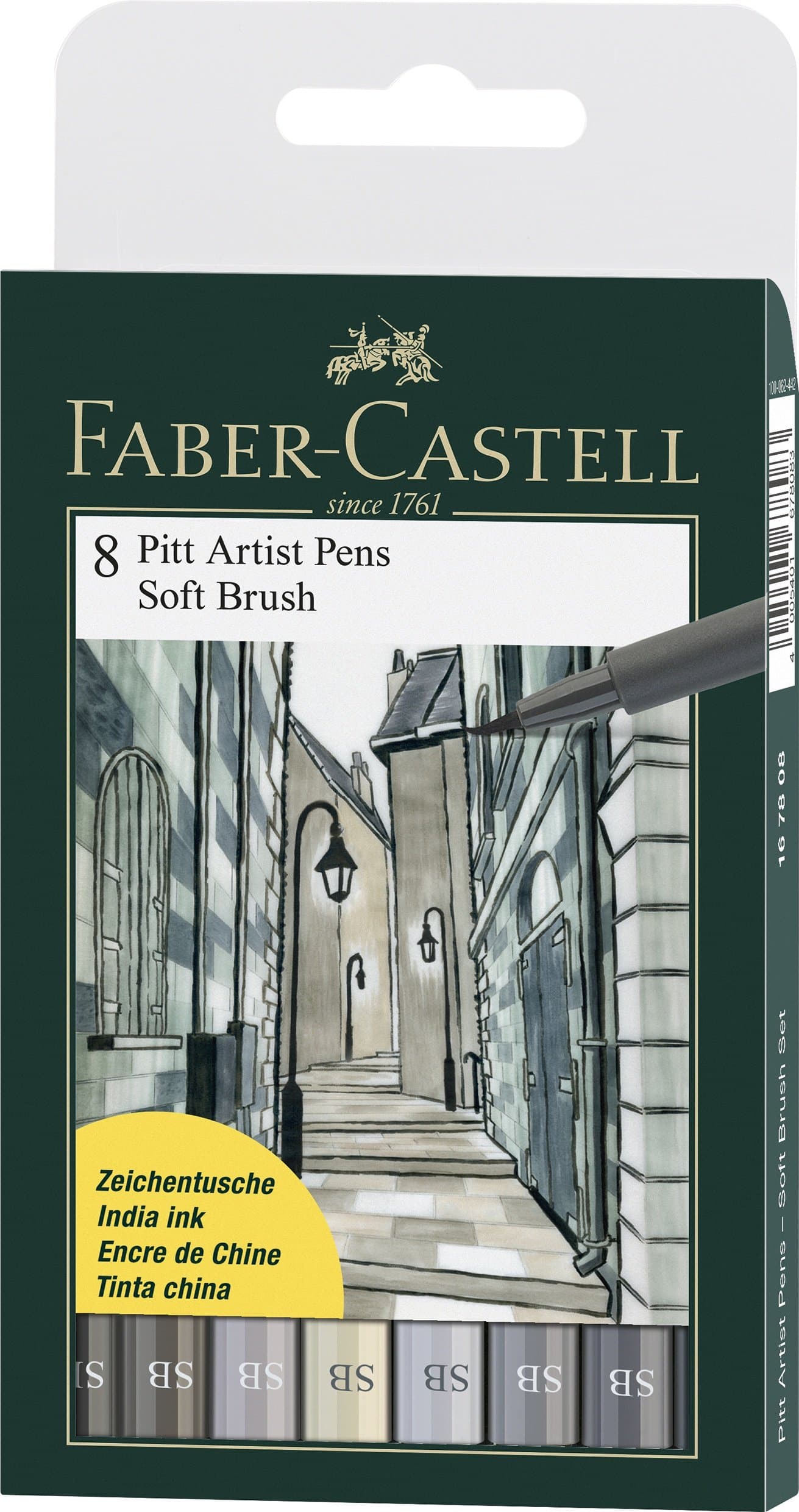 Pitt Artist Pen India Ink Soft Brush Grey Wallet of 8 - Blesket Canada