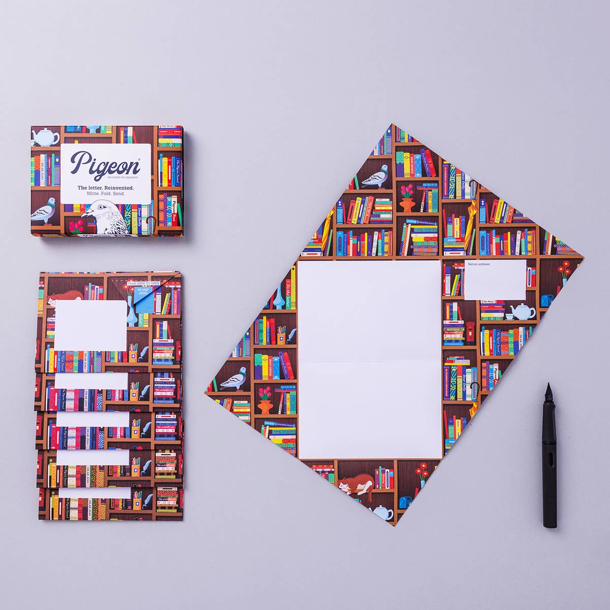 Bookstore Pigeon, Folding Stationery Letter Pack, Pack of 6 - Blesket Canada