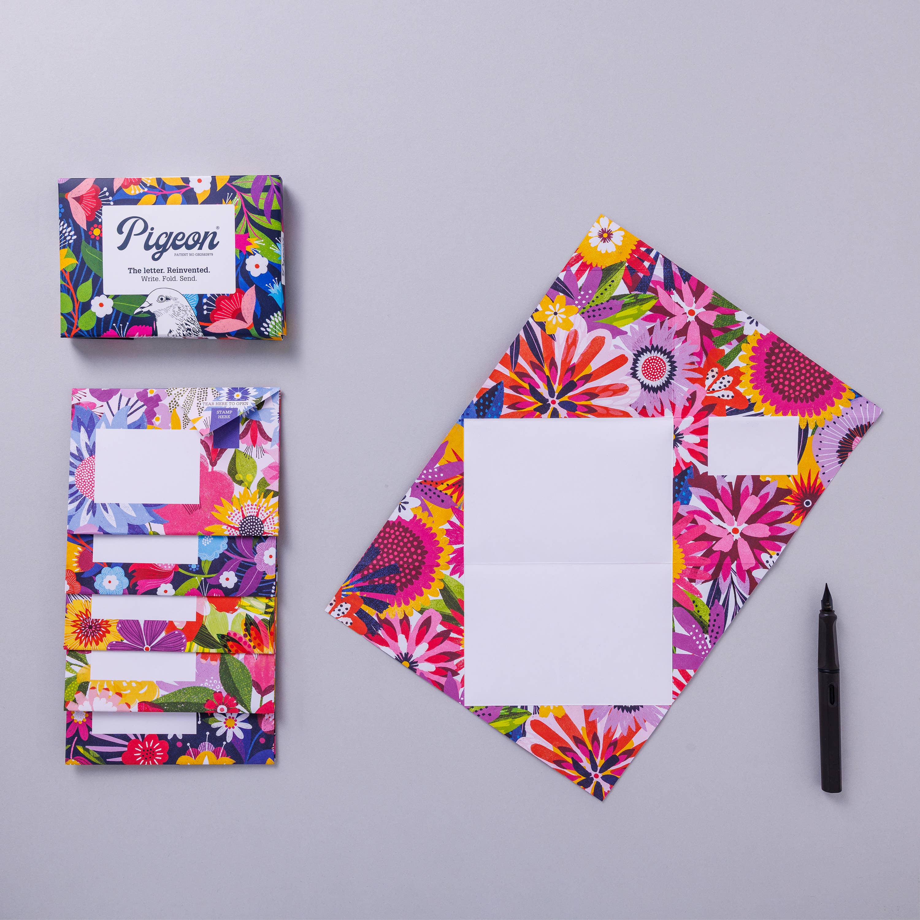 Floral Fantasia Pigeon, Botanical Folding Letters, Pack of 6 - Blesket Canada