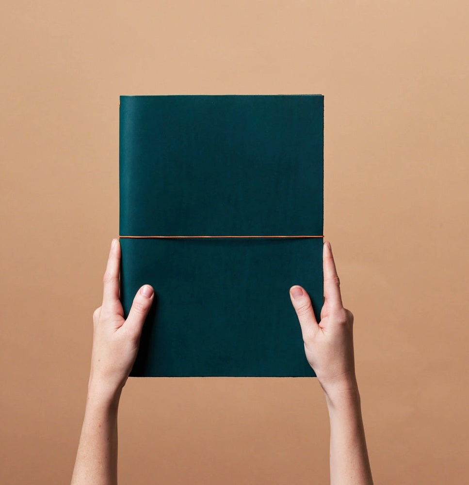Paper Republic Grand Voyageur Leather Journal A4 Size – Petrol Blue- Blesket Canada