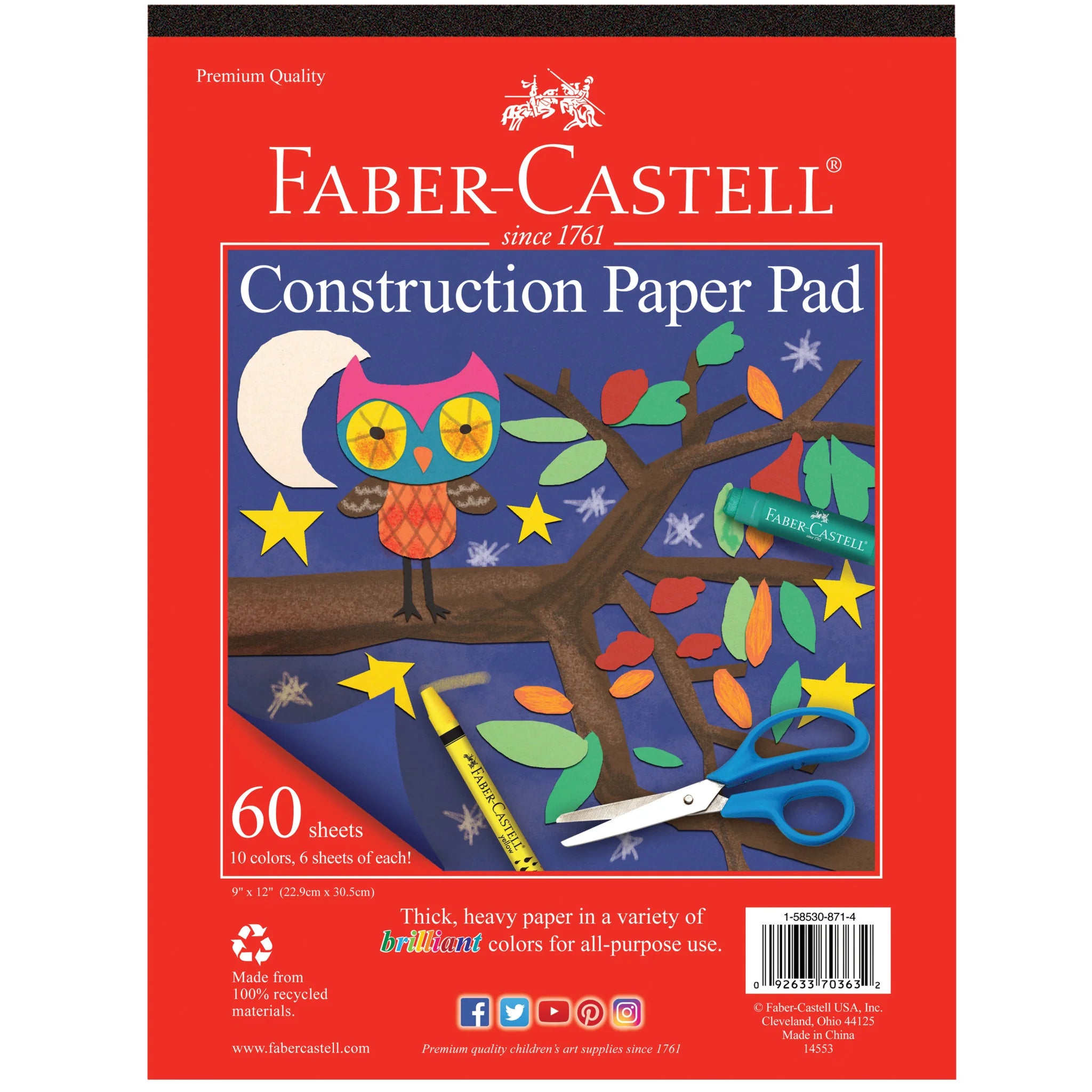 Faber Castell Construction Paper Pad - Multicoloured Craft Paper - Blesket Canada