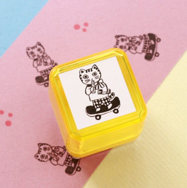 SANBY Yumi Kitagishi Self-Inking Decoration Stamp – Cat Going Out - Blesket Canada
