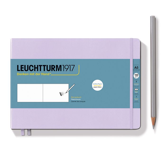 LEUCHTTURM1917 Hardcover Sketchbook Medium Landscape (A5) Plain - Lilac - Blesket Canada