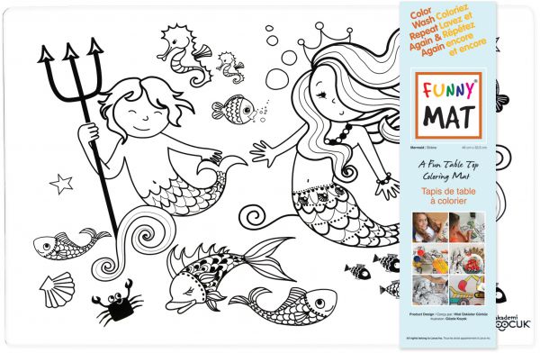 Funny MAT A Fun Table Top Coloring Mat - Mermaid (White, Single) - Blesket Canada