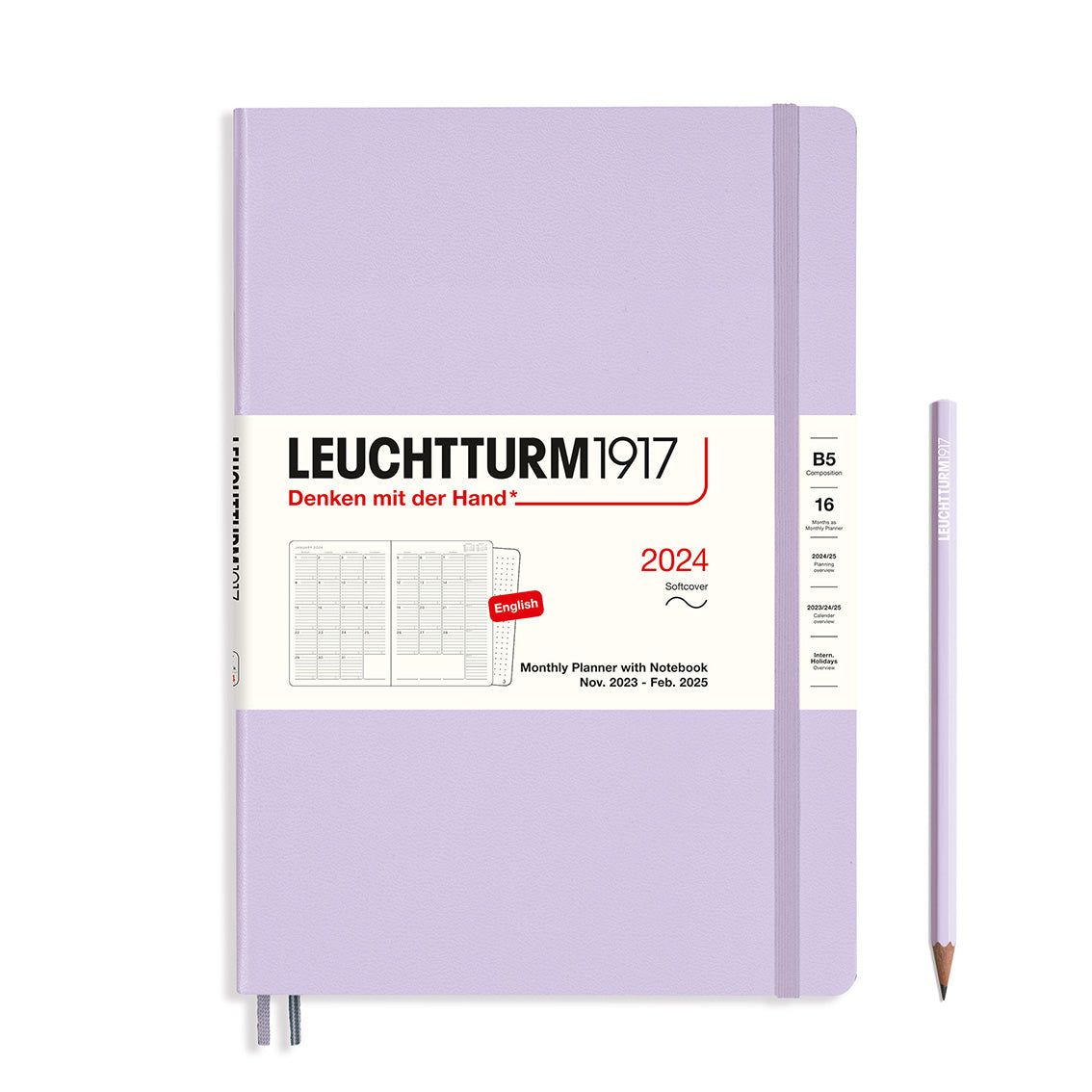 LEUCHTTURM1917 Monthly Planner & Notebook Composition (B5) 2024, Lilac