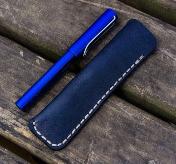 Galen Leather - Single Fountain Pen Case/Pen Pouch - Navy Blue - Blesket Canada