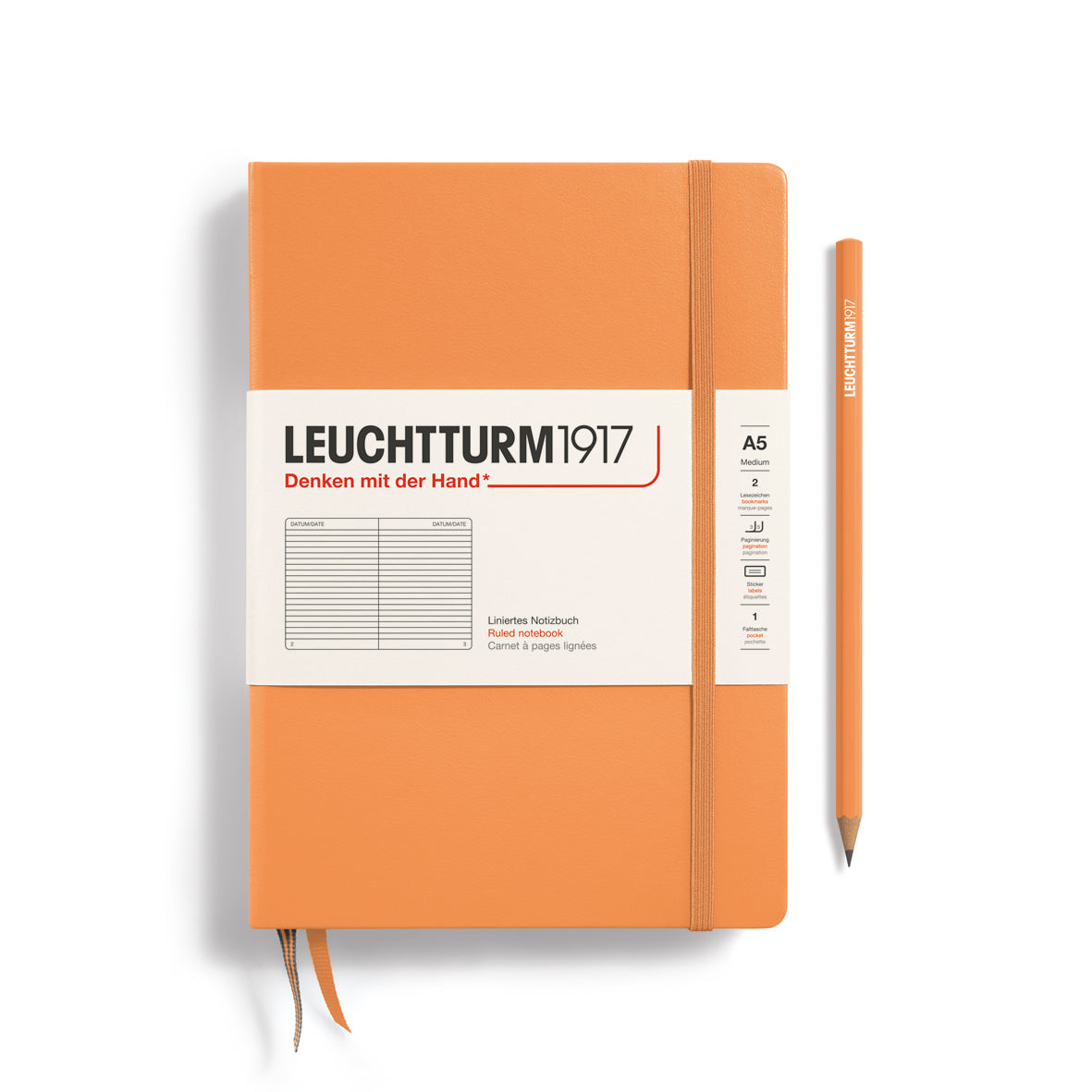 Leuchtturm1917 Medium (A5) Hardcover Notebook Ruled - Apricot - Blesket Canada