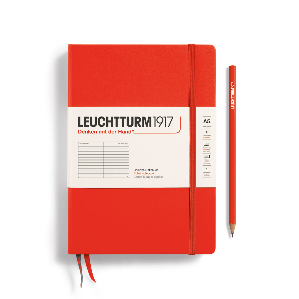 Leuchtturm1917 Medium (A5) Hardcover Notebook Ruled - Lobster - Blesket Canada