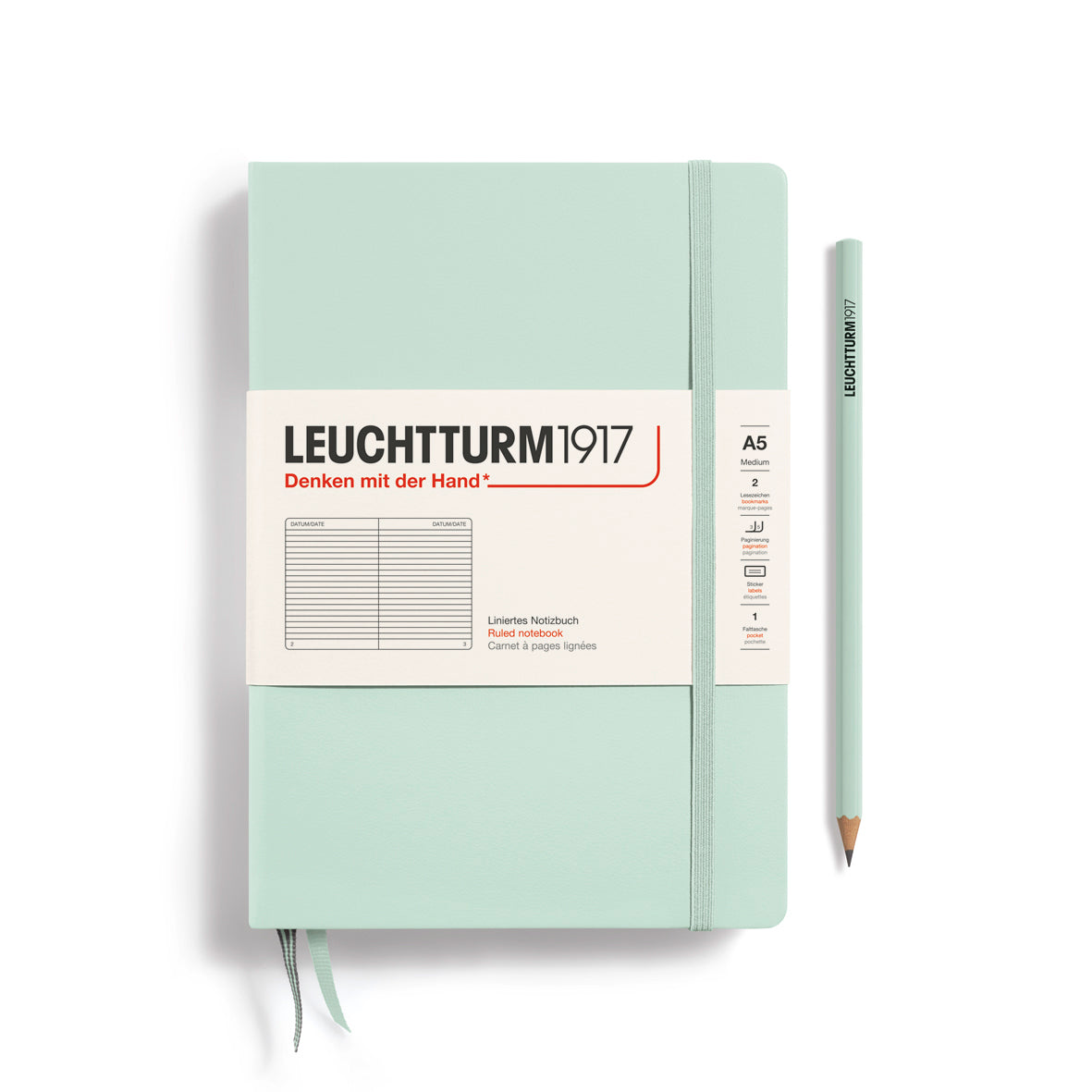 Leuchtturm1917 Medium (A5) Hardcover Notebook Ruled - Mint Green - Blesket Canada