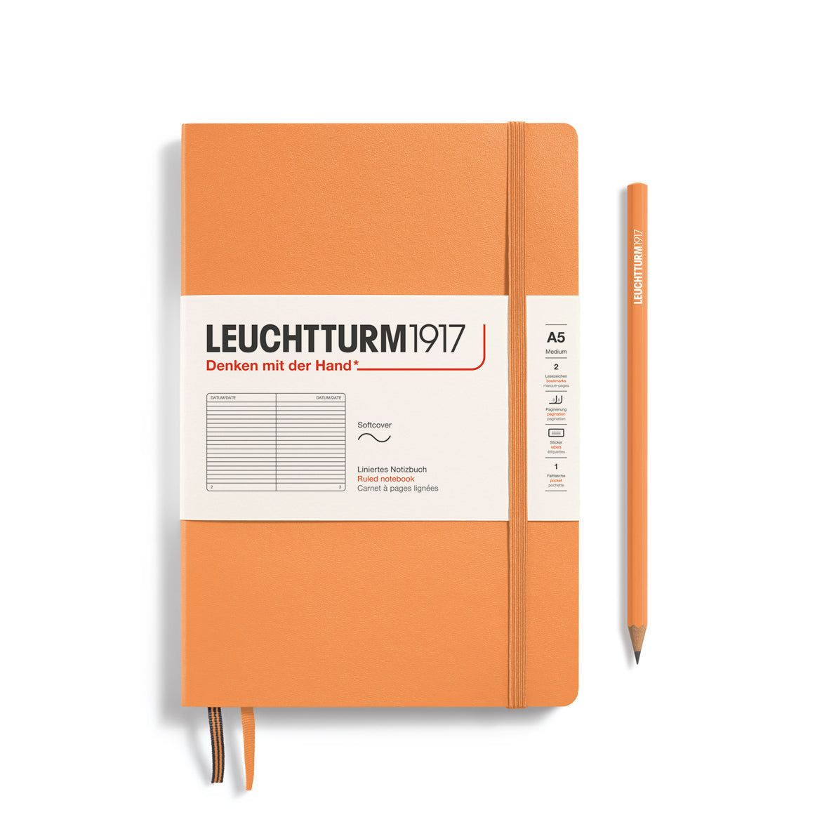 Leuchtturm1917 Medium A5 Softcover Notebook Ruled - Apricot - Blesket Canada
