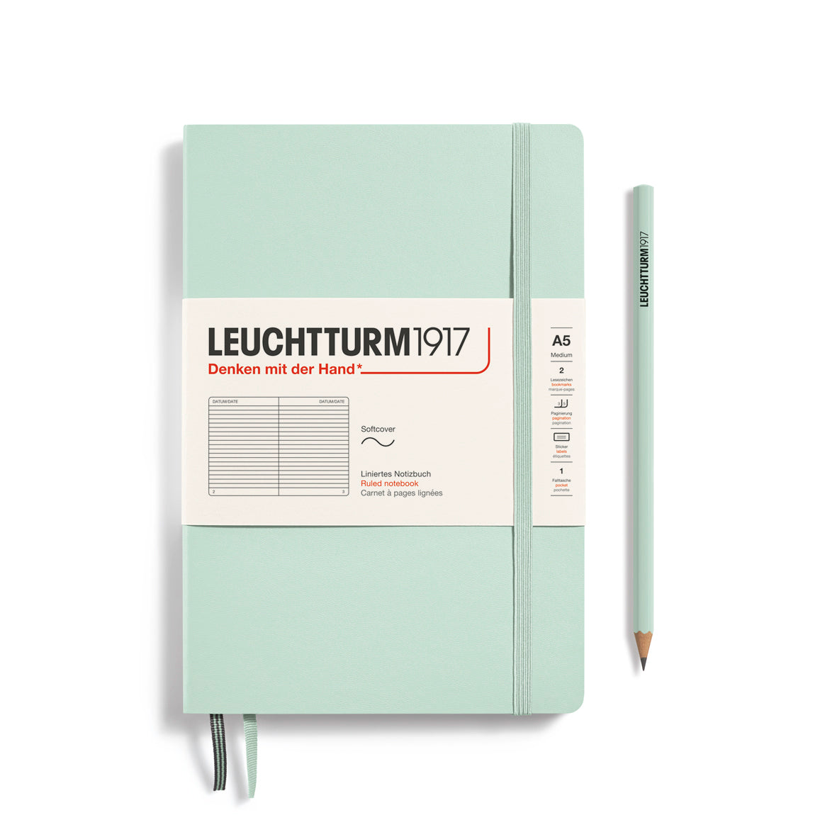 Leuchtturm1917 Medium A5 Softcover Notebook Ruled - Mint Green - Blesket Canada