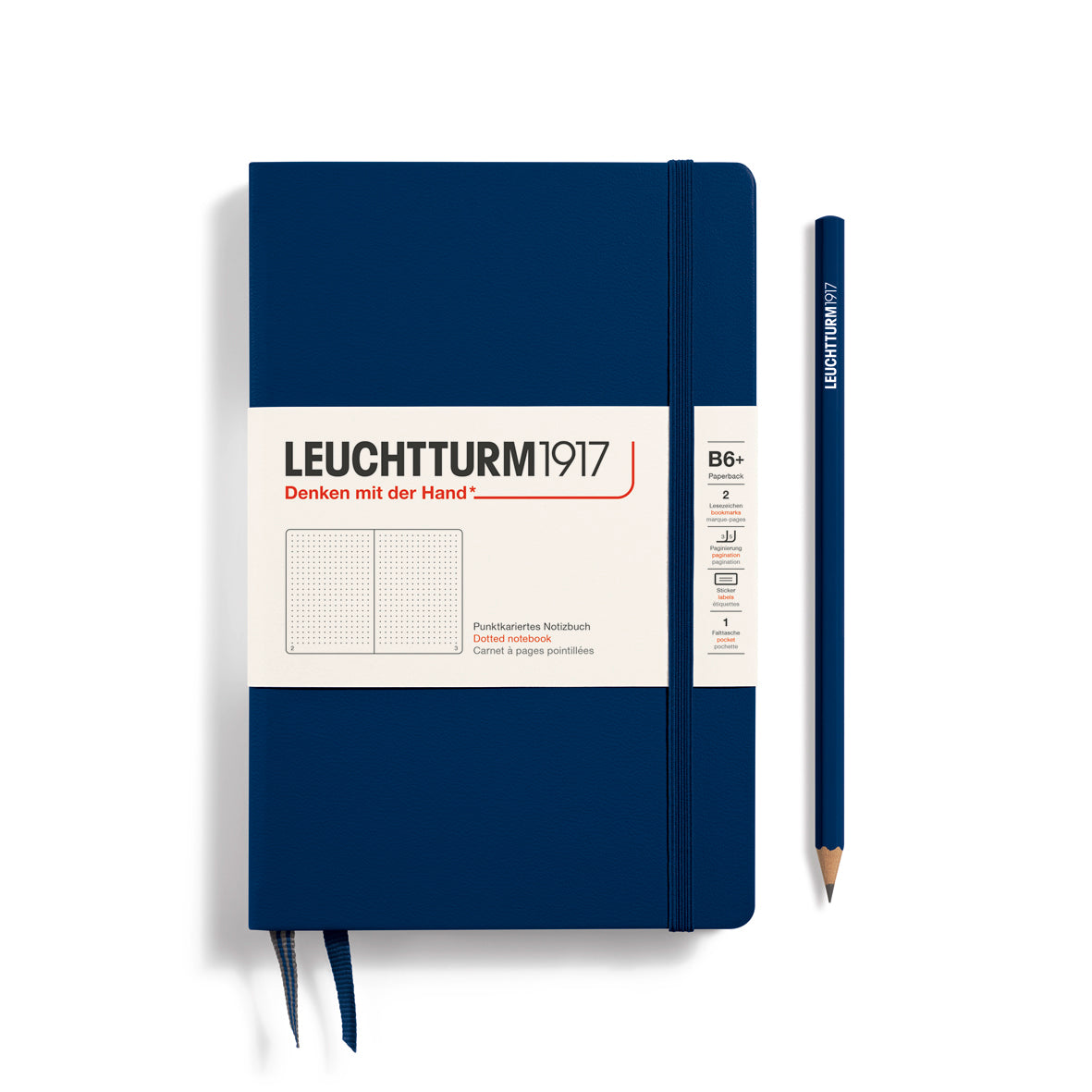 Leuchtturm1917 Hardcover Paperback (B6+) Dotted, Navy - Blesket Canada