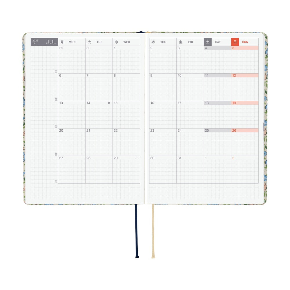 Hobonichi 2026 Liberty Fabrics Sasha Kiora Journal A6 HON - English January Start - Blesket Canada