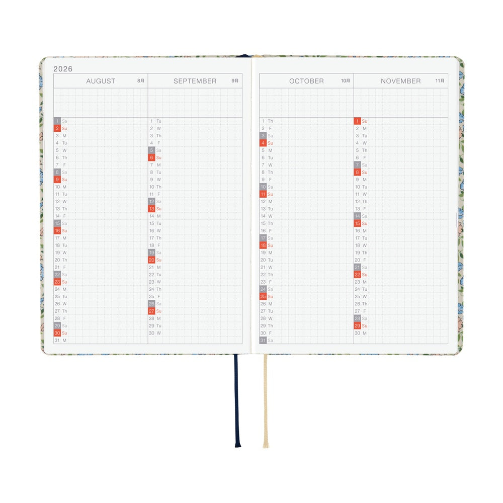 Hobonichi 2026 Liberty Fabrics Sasha Kiora Journal A6 HON - English January Start - Blesket Canada