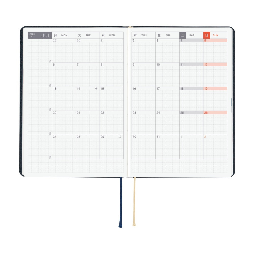 Hobonichi 2026 Slash Navy Journal A6 HON - English January Start - Blesket Canada