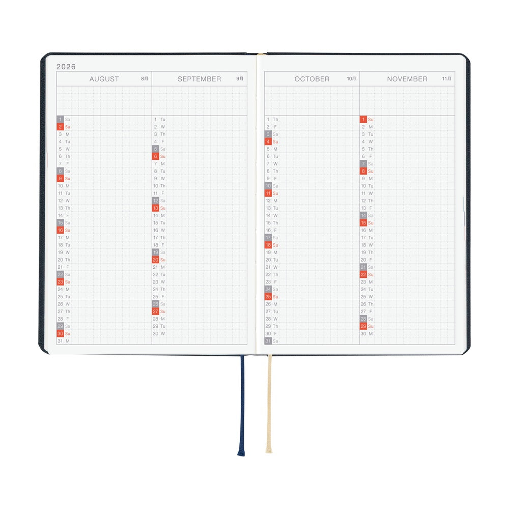 Hobonichi 2026 Slash Navy Journal A6 HON - English January Start - Blesket Canada