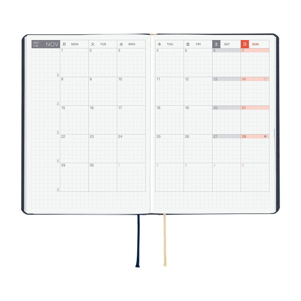 Hobonichi Techo 2027 HON Slash (Navy) [ENG/HON A6/Jan Start] Planner - Blesket Canada