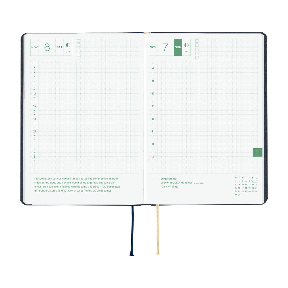 Hobonichi Techo 2027 HON Slash (Navy) [ENG/HON A6/Jan Start] Planner - Blesket Canada
