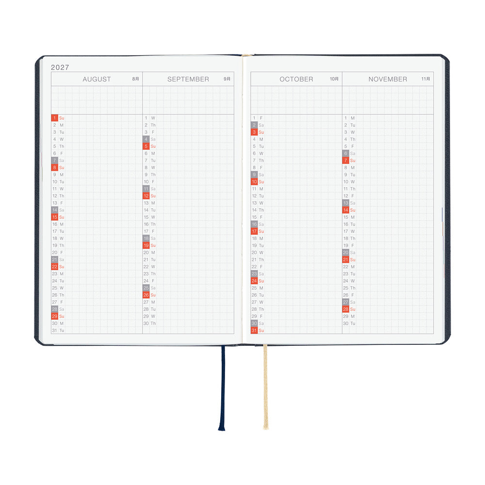 Hobonichi Techo 2027 HON Slash (Navy) [ENG/HON A6/Jan Start] Planner - Blesket Canada