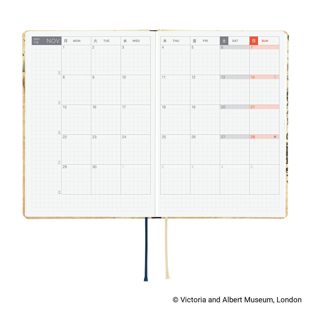 Hobonichi Techo 2027 HON V&A Series: Vine [ENG/A6 HON/Jan Start] Planner - Blesket Canada