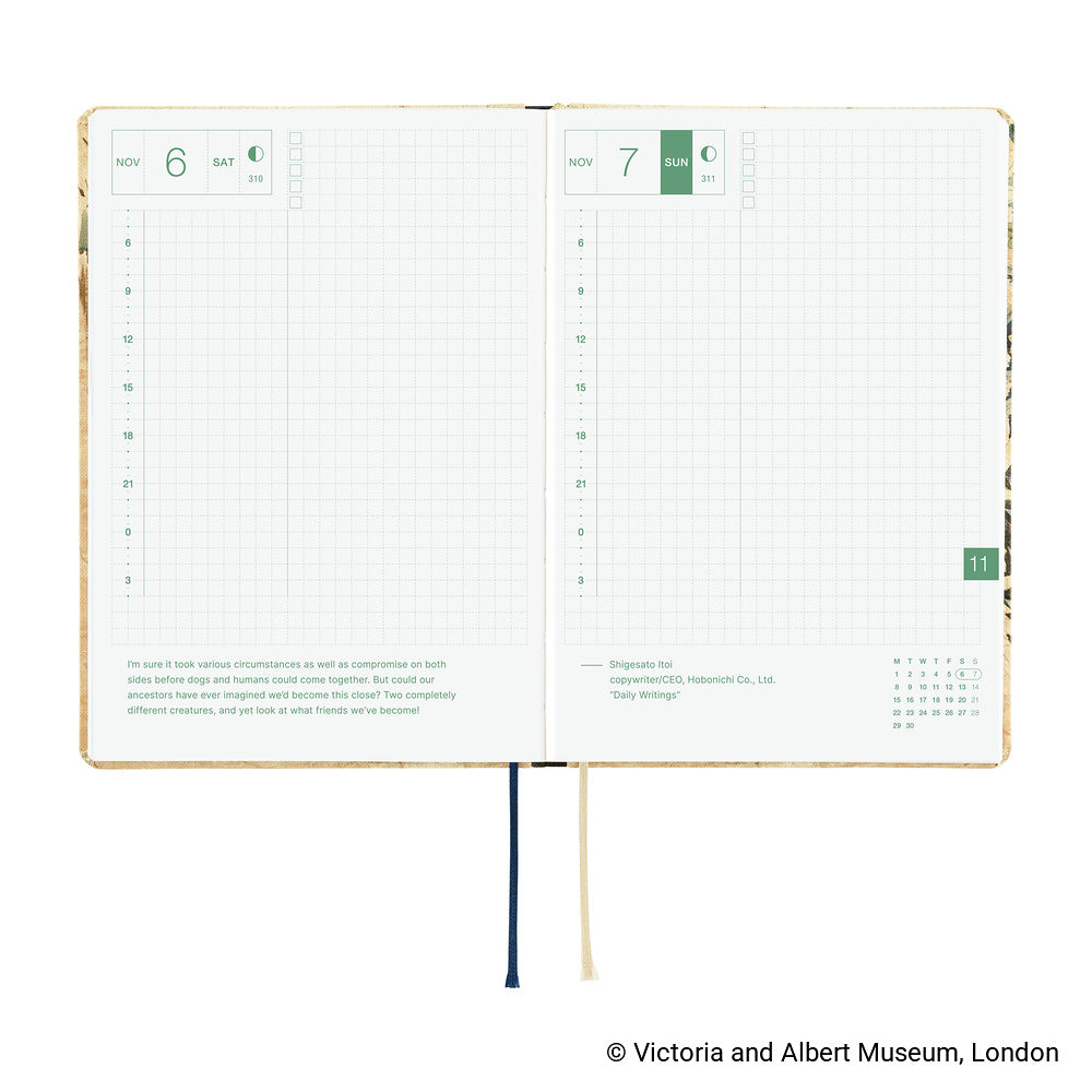 Hobonichi Techo 2027 HON V&A Series: Vine [ENG/A6 HON/Jan Start] Planner - Blesket Canada