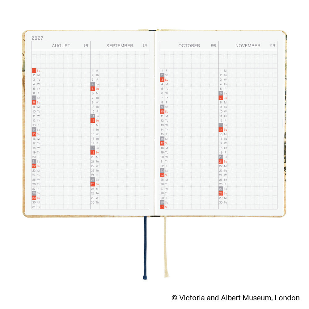 Hobonichi Techo 2027 HON V&A Series: Vine [ENG/A6 HON/Jan Start] Planner - Blesket Canada