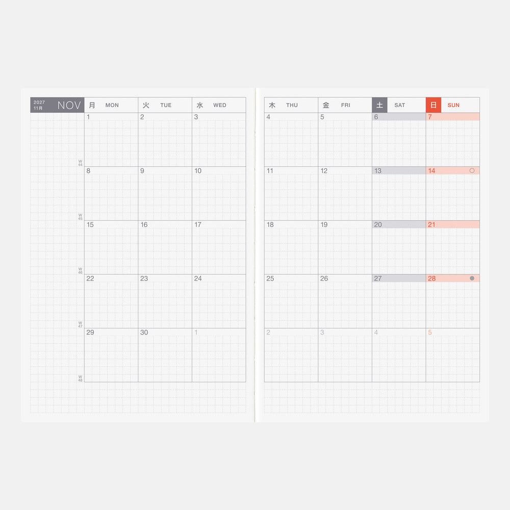 Hobonichi Techo 2027 Original Book [ENG/A6/Daily/Jan Start/Mon Start] Planner Refill - Blesket Canada