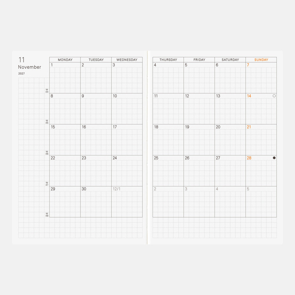 Hobonichi Techo 2027 Planner Book [ENG/A6/Daily/Jan Start/Mon Start] Planner Refill - Blesket Canada