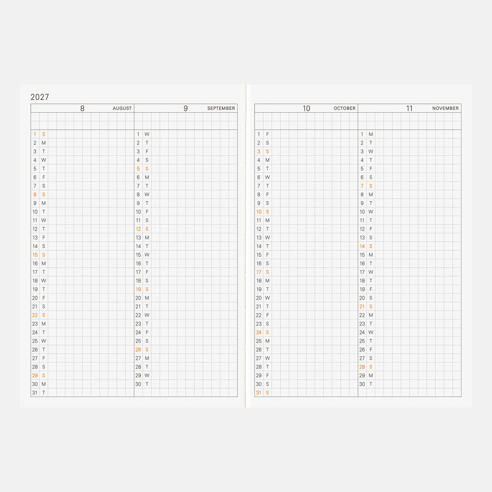 Hobonichi Techo 2027 Planner Book [ENG/A6/Daily/Jan Start/Mon Start] Planner Refill - Blesket Canada