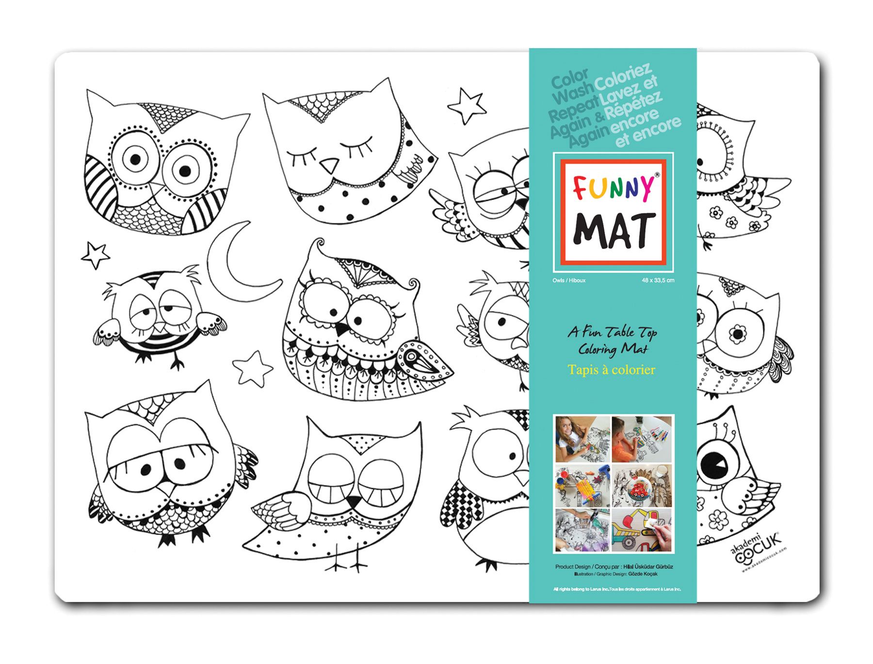 Funny Mat Set Princess & Owls with 12 Markers - Blesket Canada