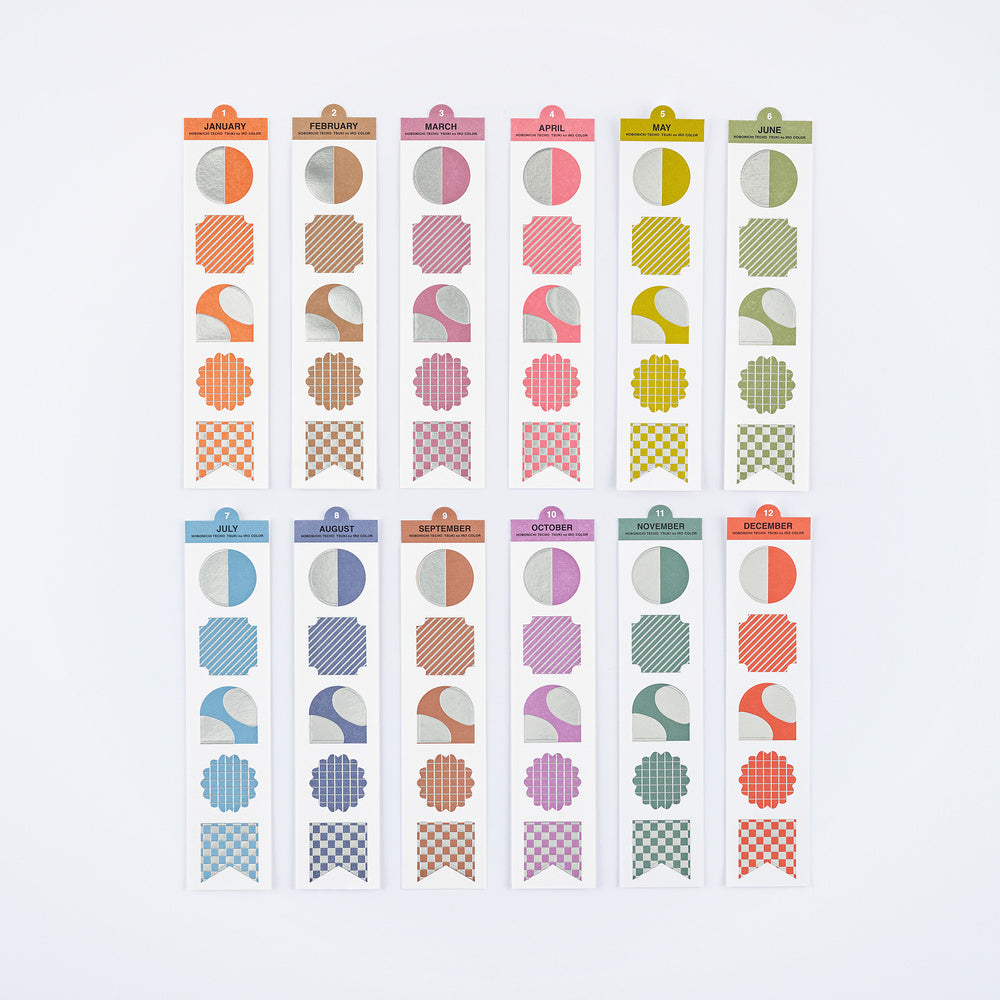Hobonichi TSUKI no IRO Bookmark-Style Foil-Pressed Stickers – 12 Colors - Blesket Canada